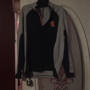 Gray and blue long sleeve with eagle on the left